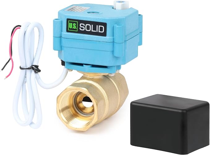 U.S. Solid 1inch Brass Motorized Ball Valve, Full Port NPT, IP67 Waterproof by USSolid