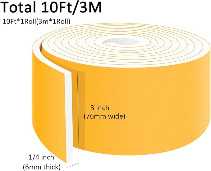 3'' Wide 1/4'' Thick Foam Tape, Garage Doors, Large Doors & Windows | Strong - Image 5
