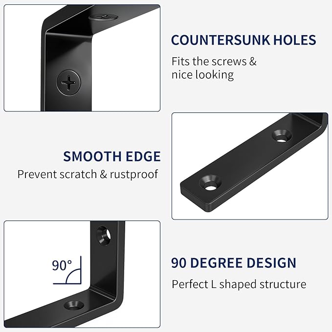 LSK 6PCS Shelf Bracket, L 6"×H 3", 5mm Thick Heavy Duty L Bracket, Max Load: - Image 4