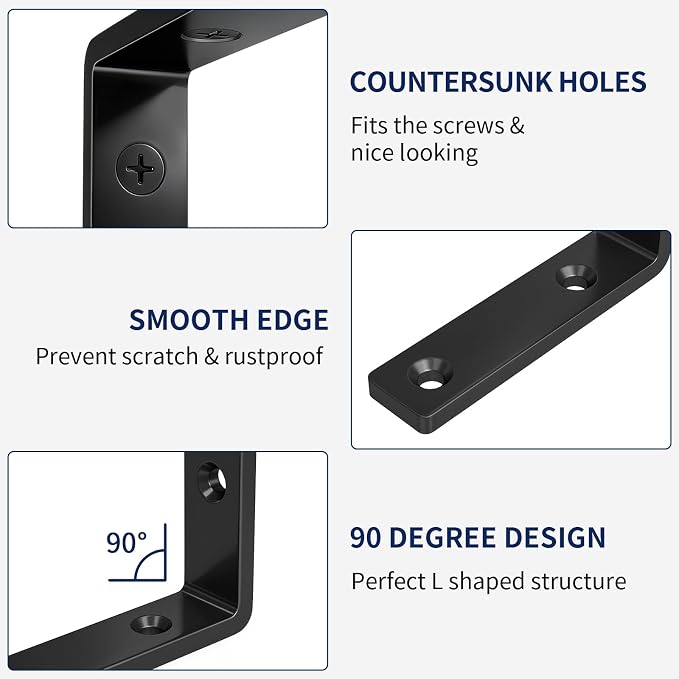 LSK 6PCS Shelf Bracket, L 10"×H 5", 5mm Thick Heavy Duty L Bracket, Max Load: - Image 4