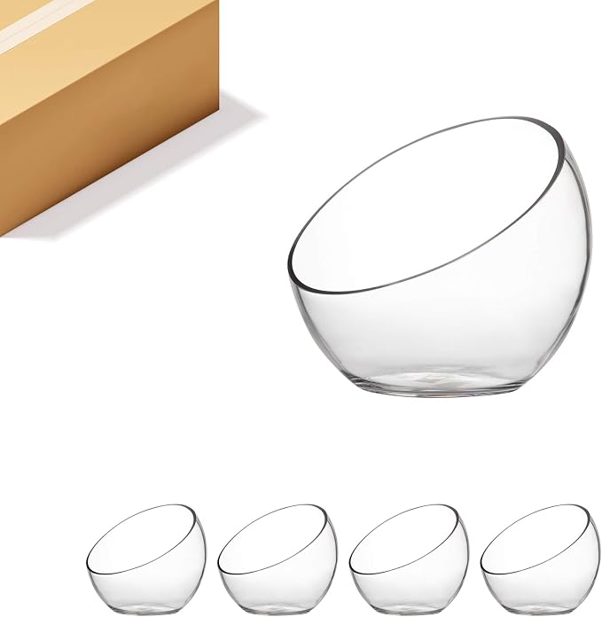 WGV Slant Cut Bowl Glass Vase Bulk, Width 9", Height 8.25", Candy Dish by WGVInternational-OpusGlassware