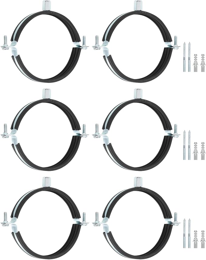 uxcell 6 Pcs Adjustable Pipe Bracket Clamp, 4-1/2" Wall Ceiling Mount Split by uxcell