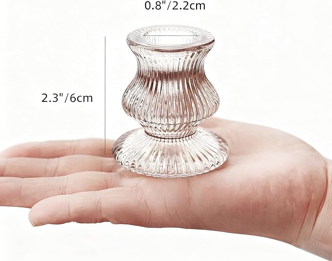 Blue Candlestick Holders 12 Pcs, Ribbed Taper Candle Holders - Image 7
