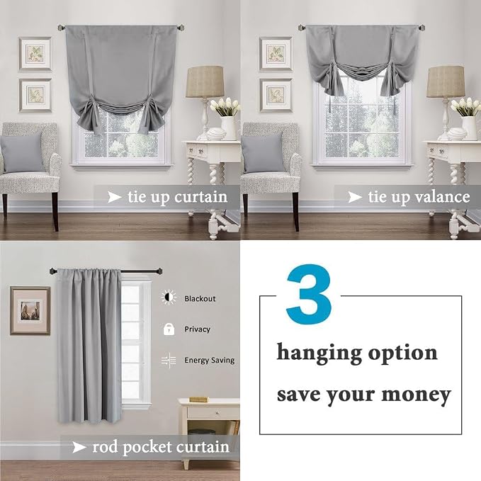 H.VERSAILTEX Blackout Tie Up Curtain Thermal Insulated Curtain Bathroom - Image 4