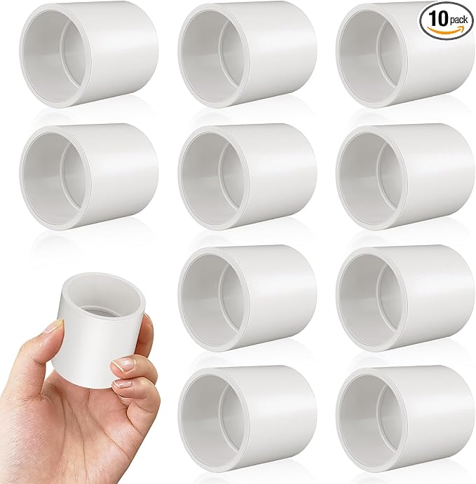 10Pcs White 1-1/2 inch PVC Coupling, Socket x Socket, Furniture Build Grade by Boltigen