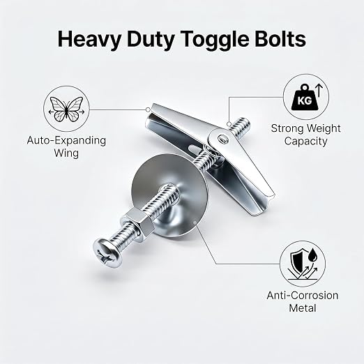weideer 92Pcs Toggle Bolts 3/16" Heavy Duty Drywall Anchors and Screws - Image 3