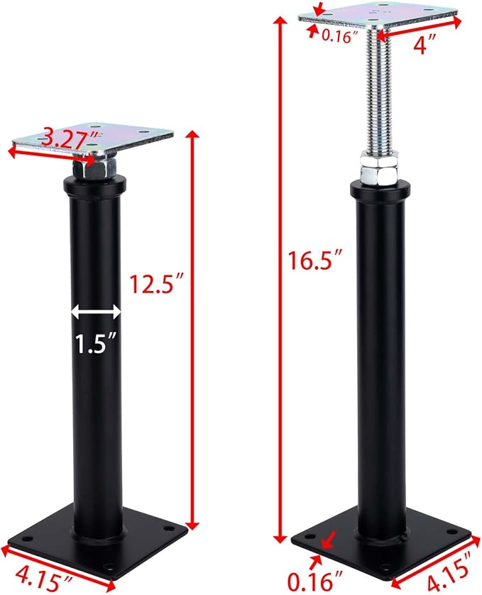 4-Pack Adjustment Floor Jack Post Floor Jack Lift Supports 12.5-16.5 Inch - Image 2