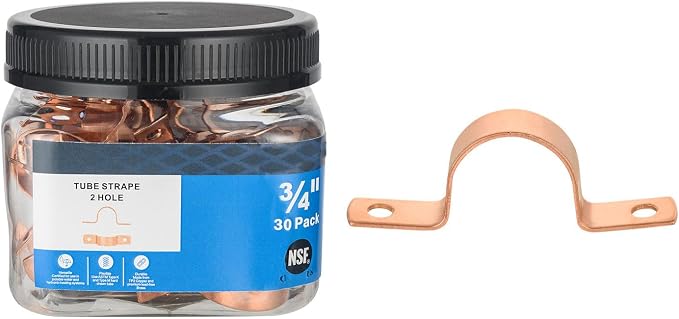 30-Pack Niikappu Copper Pipe Strap Clamp 3/4", Two-Hole | LF U Bracket Copper by Unknown