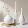 White Ceramic Vase Set of 3, Modern Boho Vases by DecoVlog