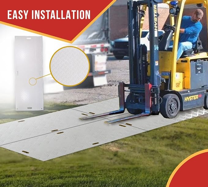 10 Pk 4' x 8' - 1/2" Thick Heavy Duty White Ground Protection Mats - Easily - Image 6