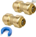 Push-Fit Coupling, 1/2" Push to Connect Brass Plumbing Fitting by KAINGA
