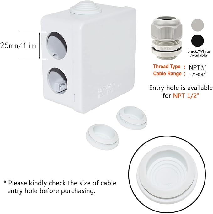 Junction Box, ABS Plastic IP55 Water Resistant and Dustproof, Universal - Image 5
