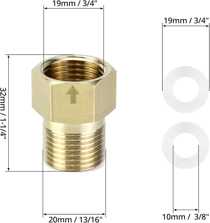 QWORK Brass One-way Check Valve, 1/2 inch Male G Thread to 1/2 inch Female G - Image 6