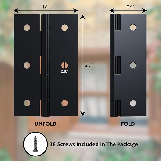 6 Pack 2.5” Black Door Hinge - Image 2