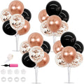 TONIFUL 4 Set Black Rose Gold Balloon Centerpieces by TONIFUL