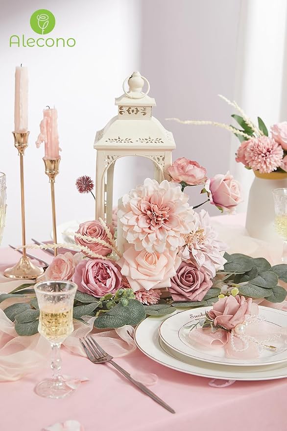 Alecono Dusty Pink Artificial Flowers, Cake Decor, Table Centerpiece, Baby - Image 6