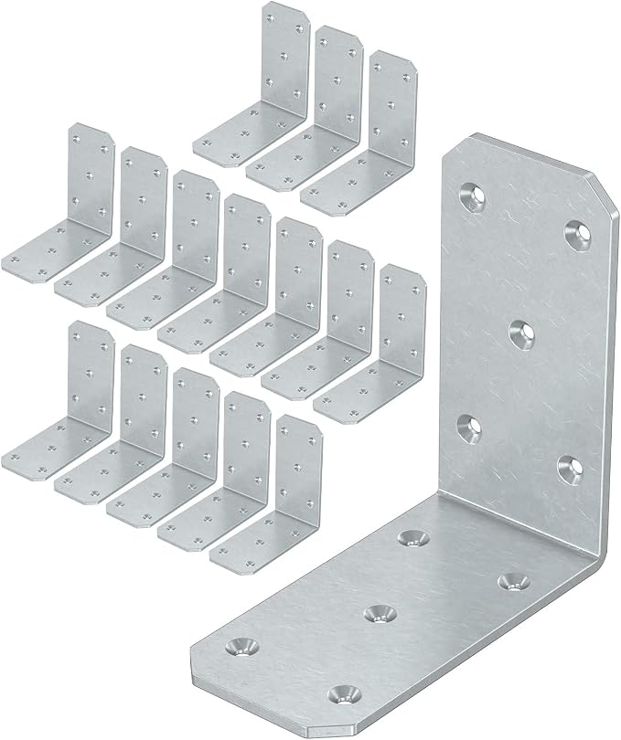 Heavy Duty L Brackets, 5x5 Inch, 300 LBS, Galvanized, 16 Pack | Carbon Steel by Unknown