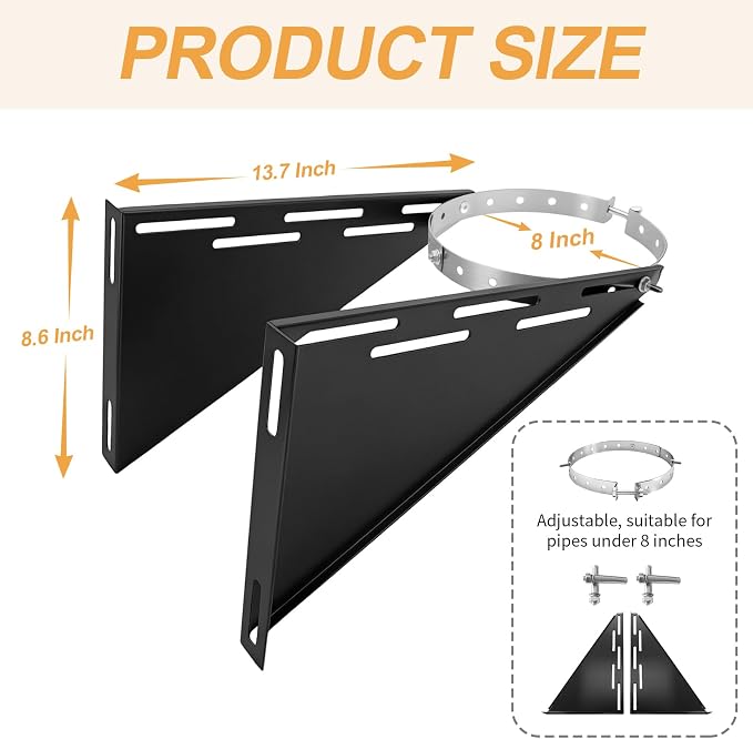 Adjustable 10" Chimney Pipe Wall Support Bracket - Image 6