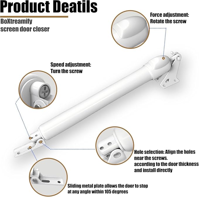 Storm Door Closer&Screen Door Closer Kit, Equipped - Image 5