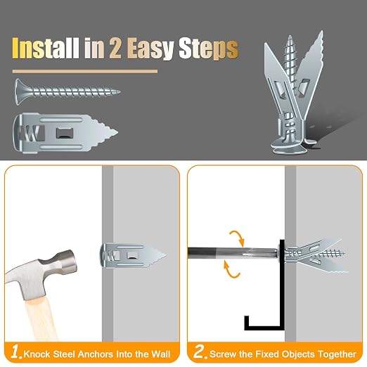 110Pcs Heavy Duty Metal Drywall Anchors and Screws Kit, Easy Self Drilling - Image 6