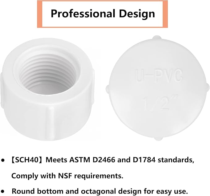 20Pack 1/2 Inch Female PVC Pipe End Cap 1/2 Inch Female Threaded Plug Adapter - Image 3