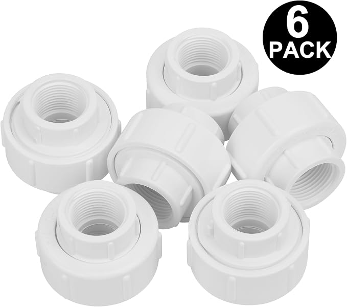6Pcs 3/4Inch Female Threaded PVC Union Coupling Pipe Fitting 3/4'' PVC FNPT - Image 3