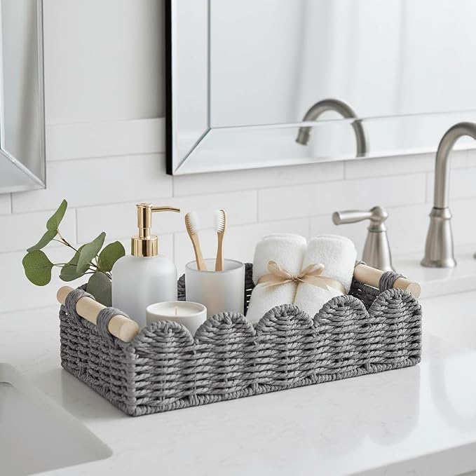 CubesLand Toilet Paper Storage Basket Organizer, Small Wicker Decor Basket | - Image 5