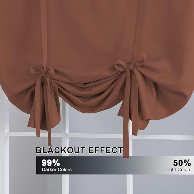 H.VERSAILTEX Blackout Tie Up Curtain 2 Panels Thermal Insulated Window Shade - Image 3