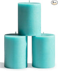 3x4 inch Pillar Candles Set of 3 – Unscented Dripless Rustic Turquoise Candles by CANDWAX