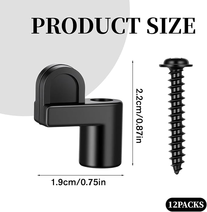 12Pcs Screen Door Clips with Screws, 3/8 Inch Storm Door Clips | Black Window - Image 2