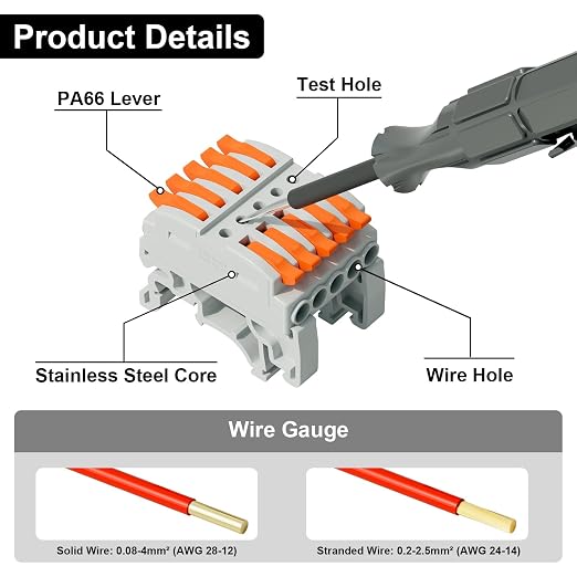 5Pcs DIN Terminal Blocks, 5 Conductor Splicing Connectors | 5 Conductor Compact - Image 5