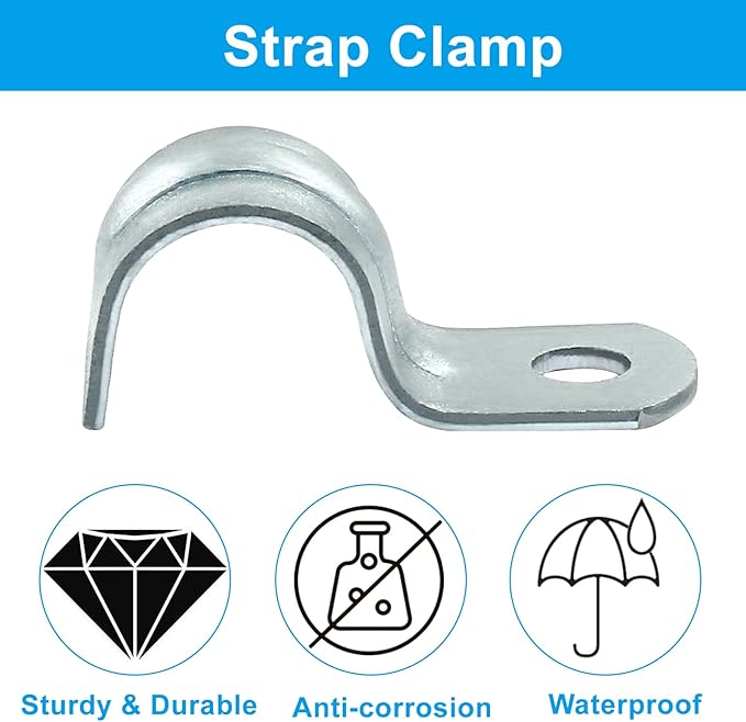 Biaungdo M12 1/2 Inch Rigid Pipe Strap, Zinc Plated Steel | One Hole Strap - Image 3