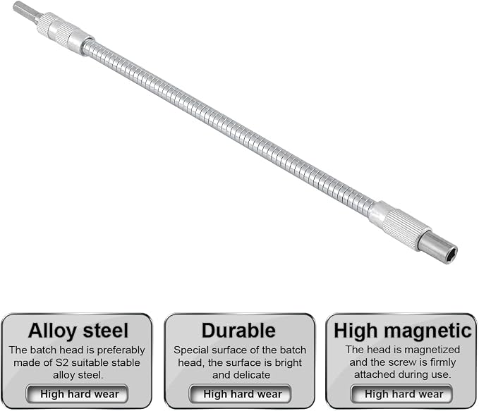 1 Pc Mixed Drive Flexible Socket Extension Bar Adapter -300mm, 6.35mm Alloy - Image 8