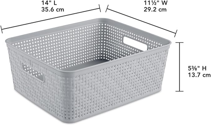 Sterilite 12 Pack Plastic Storage Bin Organization Containers, Short Baskets - Image 3