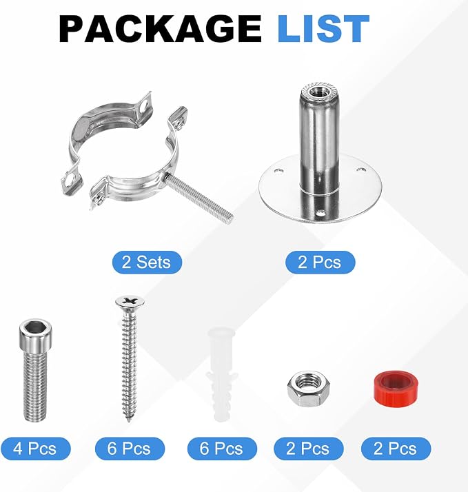HARFINGTON 2 Set Wall Mount Ceiling Mount Pipe Supports 304 Stainless Steel - Image 3