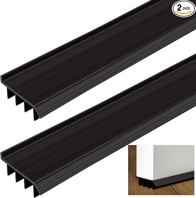 2 Pcs 4 Feet Black Vinyl Door Bottom Adjustable Weatherstrip Door Bottom by Innconee