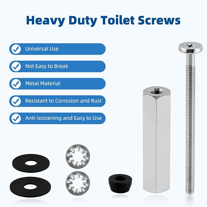 4 PCS Universal All-Metal Toilet Seat Bolts, 3 Inch Heavy-Duty Toilet Screw - Image 2