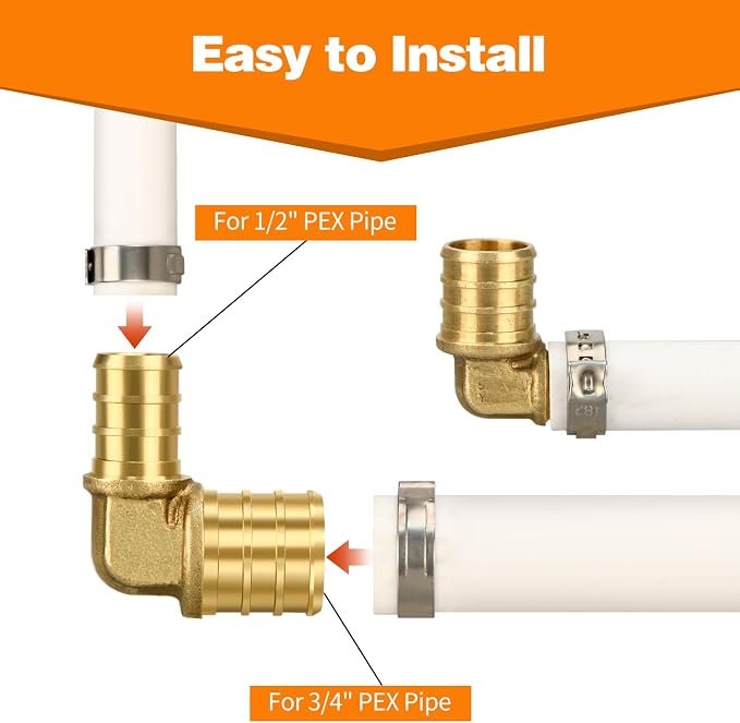 6 Pack 3/4" × 1/2" Brass PEX Elbow Fittings | - Image 4