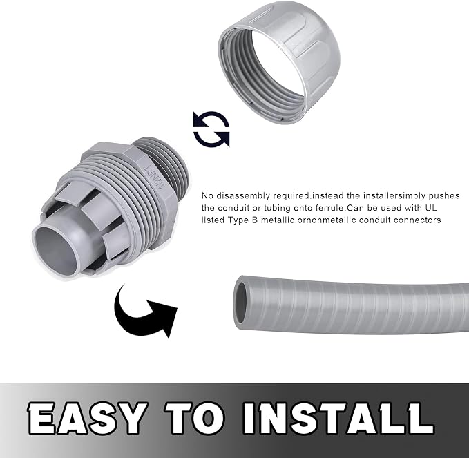 1/2 inch Liquid Tight Connector PVC Flexible Conduit Connector, Straight 180 - Image 4