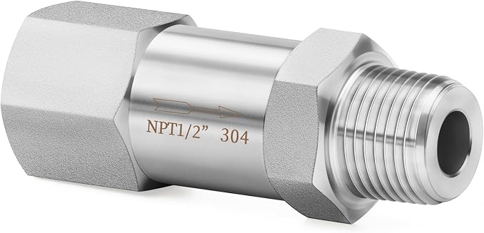 ChillWaves 304 Stainless Steel In-Line Split Check Valve 1/2" NPT Male x 1/2" by VisittheCHILLWAVES