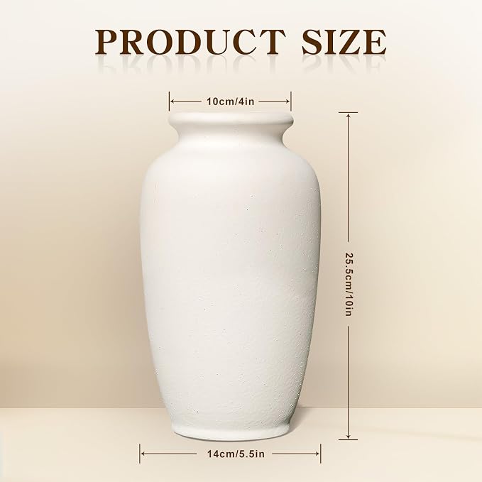 White Ceramic Vase-Boho Decorative Vase, Terracotta Tall Vases Decorative - Image 3