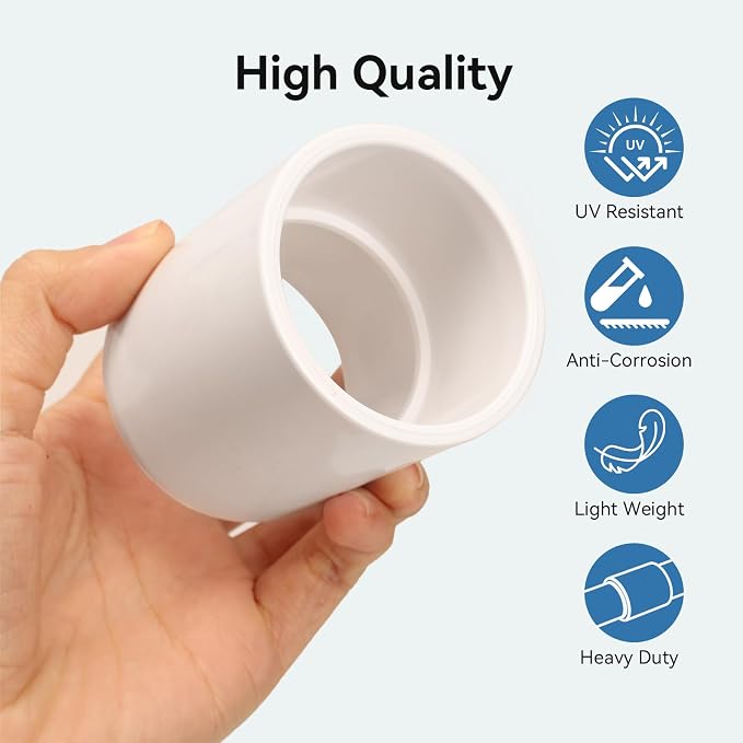 2Pack 1-1/2 Inch White PVC Pipe Coupling, Socket x Socket, Schedule 40 Heavy - Image 4