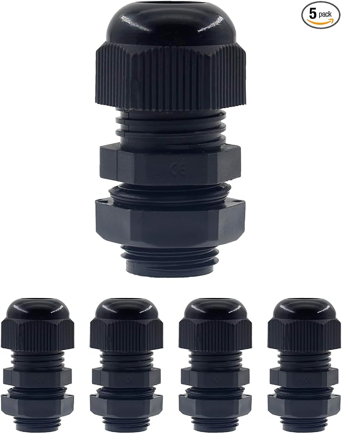 1/2 Inch NPT Strain Relief Nylon Cord Grip, SAFYY 5 PCS Waterproof Cable Glands by SAFYY