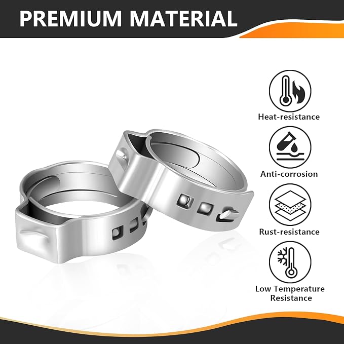 500PC HeSun 1/2" PEX Crimp Ring, Pex Cinch Clamp Ring | Premium 304 Stainless - Image 3