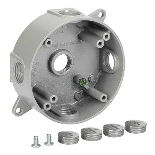 Round Weatherproof Electrical Box, 5 Hole 1/2-Inch Surface Mount Box | Aluminum by XGGYA