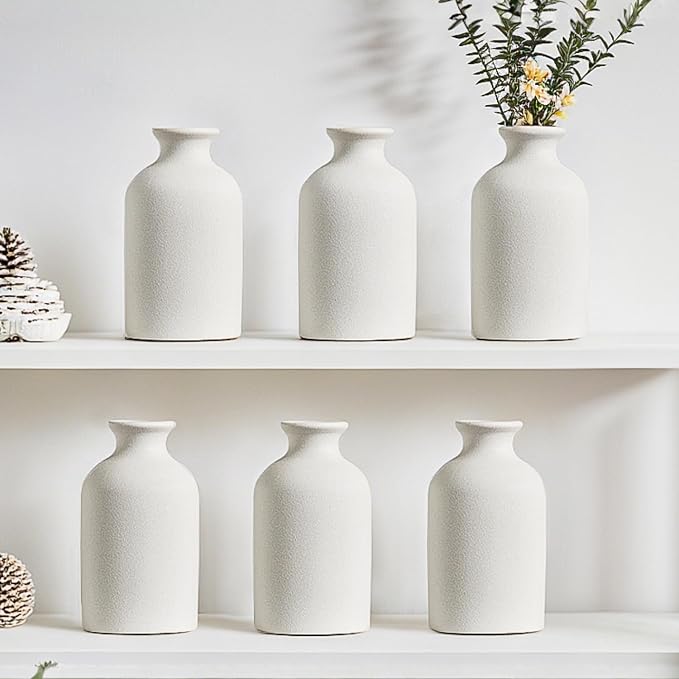 Modern White Small Ceramic Vase Set of 12 - Image 2