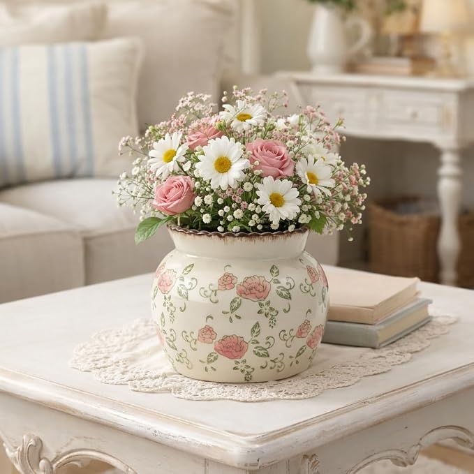 SIDUCAL Ceramic Red Rose Floral Vase - Image 8