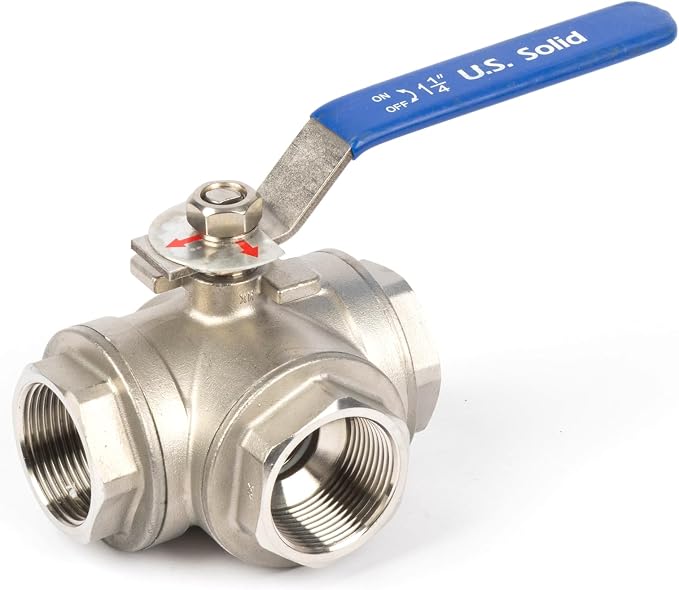 U.S. Solid 1-1/4" 3 Way Ball Valve - Image 9