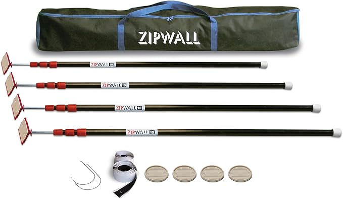 ZIPWALL ZP4 ZipPole 10 Foot Spring Barrier Loaded Poles by ZIPWALL