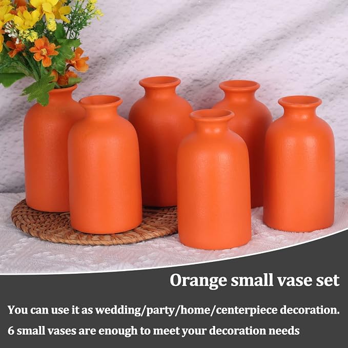 Orange Bud Vases Set of 6 - Image 3
